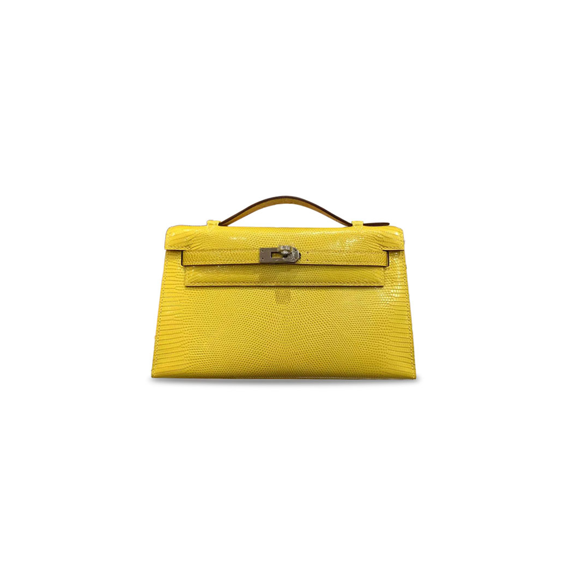 HERMÈS MASTER MINI KELLY BAG LIZARD SKIN AMBER GOLD BUCKLE (22*14*7cm)